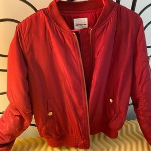 Red bomber jacket
